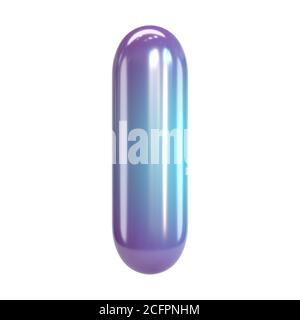 Runde violette und blaue Schrift, Ballon wie Buchstaben und Zahlen, 3d Rendering Brief I Stockfoto