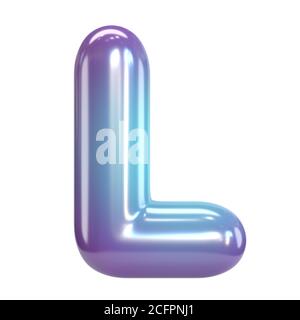 Runde violette und blaue Schrift, Ballon wie Buchstaben und Zahlen, 3d Rendering Buchstaben L Stockfoto