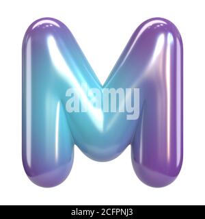 Runde violette und blaue Schrift, Ballon wie Buchstaben und Zahlen, 3d-Rendering Buchstaben M Stockfoto