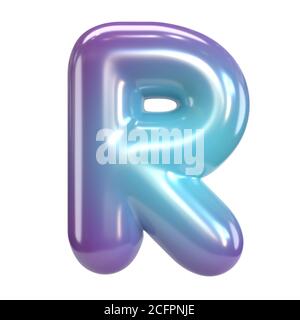 Runde violette und blaue Schrift, Ballon wie Buchstaben und Zahlen, 3d-Rendering Buchstaben R Stockfoto