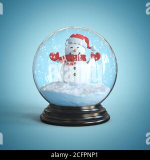 Schneemann in Snow Globe 3d-Rendering Stockfoto