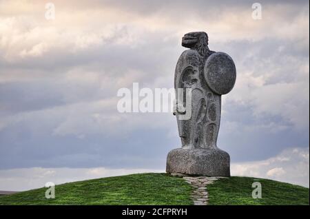 Statue, die Breogán, einem keltischen König von Galizien, in La Coruna, Spanien, Tribut zollt Stockfoto