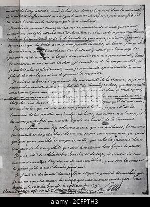 Testament von Ludwig XVI., Französisch Louis XVI.. Ludwig August von Frankreich, Herzog von Berry, Prinz Louis-Auguste de France, 23. August 1754 - 21. Januar 1793, König von Frankreich und Navarra, ab 25. Dezember 1792 Teil 1 / Testament von Ludwig XVI., französisch Ludwig XVI. Prinz Ludwig-August von Frankreich, Herzog von Berry, 23. 1754. Bis 21. August. Januar 1793, König von Frankreich und Navarra, vom 25. Dezember 1792, Teil 1, Historisch, historisch, digital verbesserte Reproduktion eines Originals aus dem 19. Jahrhundert / digitale Reproduktion einer Originalvorlage aus dem 19ten Jahrhundert. Jahrhundert, Stockfoto