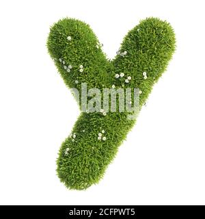Grass Font 3d-Rendering Buchstabe Y Stockfoto