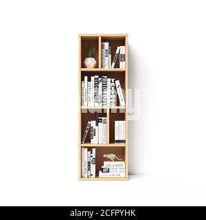 Bücherregale 3d Schriftart. Alphabet in Form von Bücherregalen. Modellfont, 3d-Rendering. Buchstabe I Stockfoto