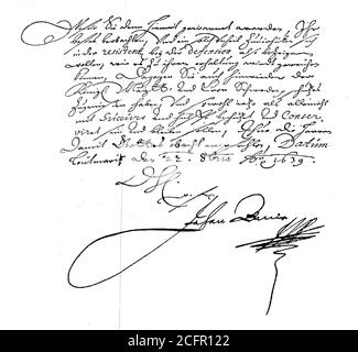 Brief des Feldmarschalls Baner an den Bürgermeister und den Stadtrat Loebau, Johan Banér, 3. Juli 1596 - 20. Mai 1641, Und Januar Banér, Johan Banner, Johan Banier, Johan Bannier war ein schwedischer Feldmarschall im Dreißigjährigen Krieg, Seite 1 / Brief des Feldmarschall Baner an den Bürgermeister und den Rat der Stadt Löbau, 3. Juli 1596 - 20. Mai 1641, auch Jan Banér, Johan Bannier war ein schwedischer Feldmarschall im Dreißigjährigen Krieg, Seite 1, Historisch, historisch, digital verbesserte Reproduktion eines Originals aus dem 19. Jahrhundert / digitale Reproduktion einer Originalvorlage aus dem 19ten Jahrhundert. J Stockfoto