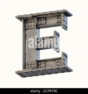 Stahlträger Schrift 3d Rendering Buchstabe E Stockfoto