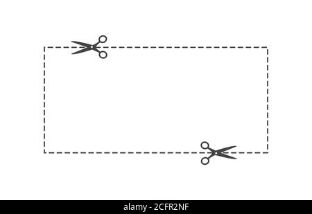 Einfache Schere Icon Set Schneiden rechteckige Form. Stock Vektor