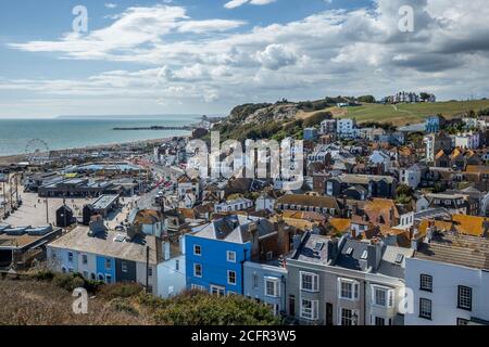 Blick über Hastings, East Sussex, England Stockfoto