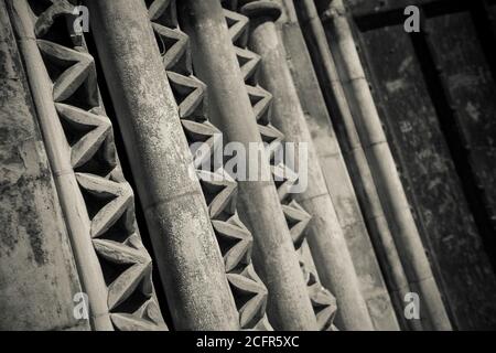 Steinarbeiten an der Peterborough Cathedral, Cambridgeshire, England. Stockfoto