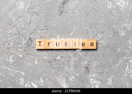 Treuhänder Wort auf Holz Block geschrieben. treuhänder Text auf Tisch, Konzept. Stockfoto