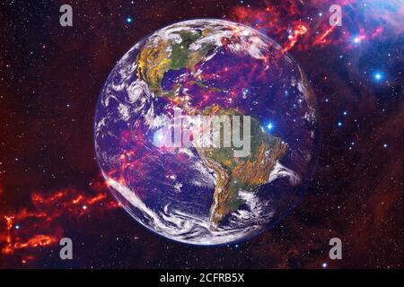 Planet Erde. Science-Fiction-Tapete. Elemente dieses Bildes, die von der NASA eingerichtet wurden Stockfoto