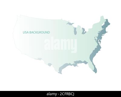 Geographische Karte der Vereinigten Staaten von Amerika mit blauer Farbverlauf-Struktur. Die Form der amerikanischen Grenzen. Air Nature-System. Stock Vektor