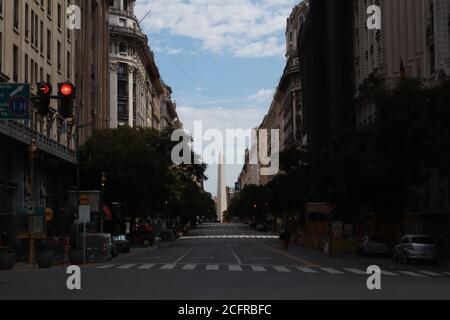 BUENOS AIRES 06.09.2020: Die Stadt Buenos Aires erscheint nach 170 Tagen der Entscheidung über die präventive und obligatorische soziale Isolation leer. Stockfoto