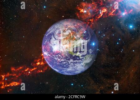 Planet Erde. Science-Fiction-Tapete. Elemente dieses Bildes, die von der NASA eingerichtet wurden Stockfoto