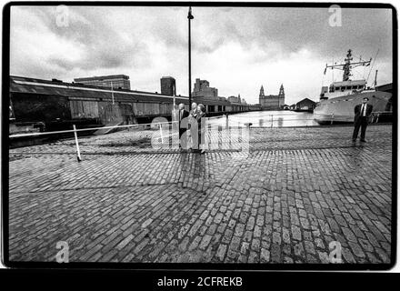 Premierministerin Margaret Thatcher besucht Liverpool, England im März 1989 Stockfoto