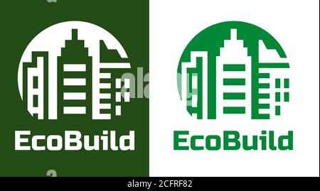 Hausbau Logo und Symbole. Eco Immobilien Vektor-Logo. Vektor abstrakte Symbole grünes Dreieck. Stock Vektor