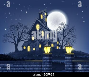 Haunted House Halloween Hintergrund Stock Vektor