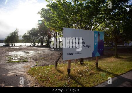 18. August 2020- Sydney, Cape Breton, Kanada: Schild und Baustelle der zukünftigen Heimat des NSCC Campus in Sydney Stockfoto