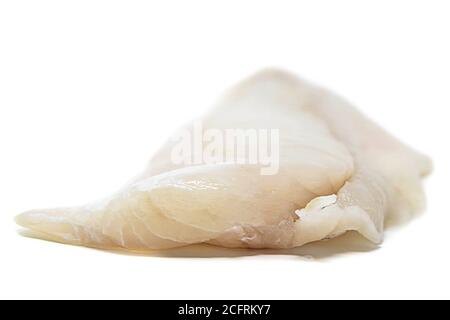 Ohne Knochen rohes Fischfilet isoliert auf weißem Hintergrund Stockfoto