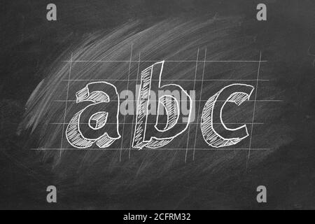 Handzeichnung 'ABC' auf Tafel Stockfoto