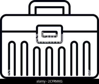 Symbol für Werkzeugkiste mit Tiller. Vektorsymbol für den Umriss des Werkzeugkastens für Webdesign isoliert auf weißem Hintergrund Stock Vektor