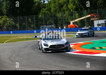 Die Mercedes AMG Safety Cars im Einsatz während des Formel 1 Gran Premio Heineken D'italia 2020, 2020 Grand Prix von Italien, vom 4. Bis 6. September 2020 Uhr Stockfoto