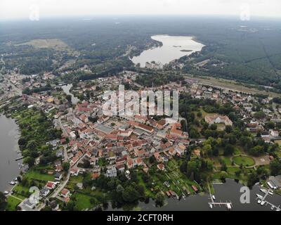 Luftaufnahme der Stadt Fürstenberg an der Havel Stockfoto