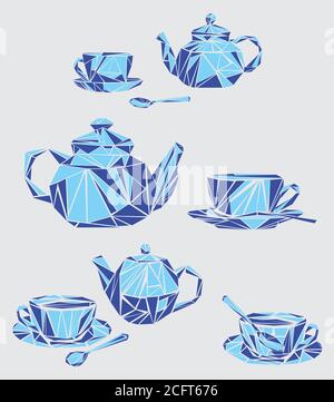 Eine Tasse Tee, die Optionen der grafischen Lösungen, Logo, Farbe, Vektor, Illustration, Isolation, Tee, Chinesisch, Teetasse, Tasse, Noggin, Teekanne, Tee-trinken Stock Vektor