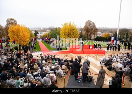 Suresnes American Cemetery Präsident Donald J. Trump bei der amerikanischen Gedenkfeier auf Suresnes American Cemetery Sonntag, 11. November 2018 Stockfoto