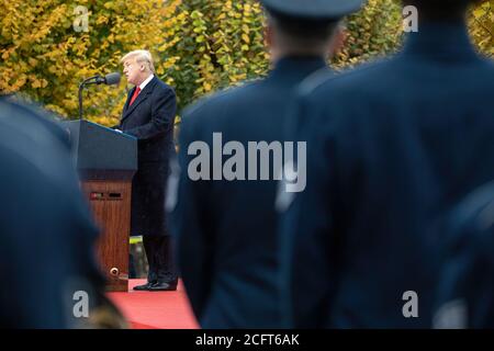 Suresnes American Cemetery Präsident Donald J. Trump bei der amerikanischen Gedenkfeier auf Suresnes American Cemetery Sonntag, 11. November 2018 Stockfoto