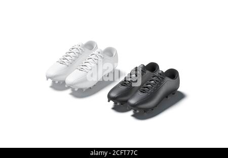 Blank schwarz und weiß Fußballschuhe Paar Mockup Set, isoliert Stockfoto