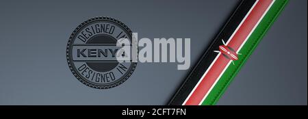 Designed in Kenya Stempel & kenianische Flagge. Stockfoto