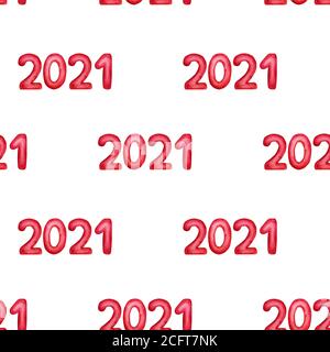 Die Zahlen 2021 sind rot auf weißem Hintergrund. Schöne Aquarellzeichnungen für die Feiertage. Nahaufnahme. Herzlichen Glückwunsch für Verwandte, Familie, Freunde a Stockfoto