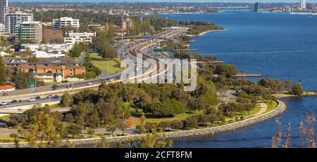 Blick vom Kings Park, Perth, Westaustralien auf den Swan River Stockfoto