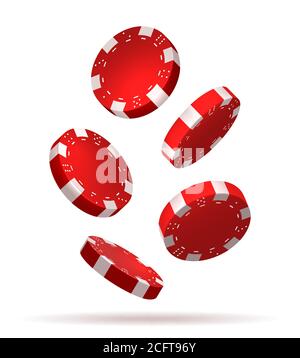Fliegende Pokerchips auf Weiß Stock Vektor