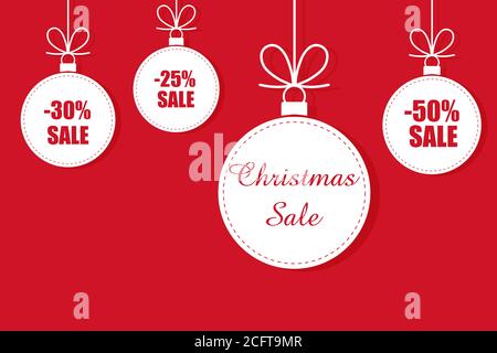 Weihnachtskugeln Verkauf. Vektor-Tag für Sonderangebot. Vorlage für Weihnachtskarte für das neue Jahr. Shop Markt Poster Design. Stock Vektor