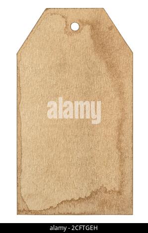 Brown Recycling Handwerk Papier Tag isoliert auf weißem Hintergrund Stockfoto