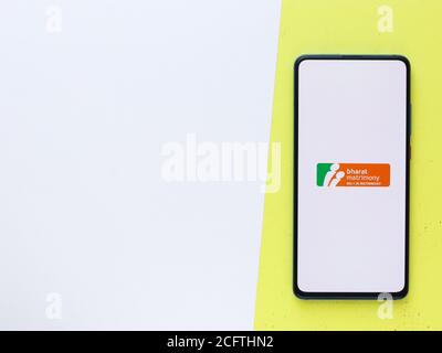 Assam, indien - September 6, 2020 : Bharat matrimony Logo auf Telefon Bildschirm Stock Bild. Stockfoto