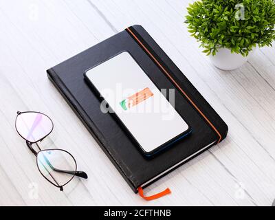 Assam, indien - September 6, 2020 : Bharat matrimony Logo auf Telefon Bildschirm Stock Bild. Stockfoto