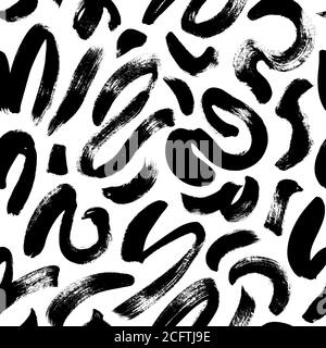 Wellenförmige und gewellte Pinselstriche Vektormuster. Stock Vektor