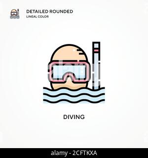 Vektorsymbol für Tauchgänge. Moderne Vektorgrafik Konzepte. Einfach zu bearbeiten und anzupassen. Stock Vektor