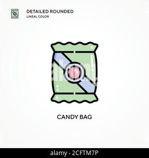 Vektor-Symbol für Süßigkeitenbeutel. Moderne Vektorgrafik Konzepte. Einfach zu bearbeiten und anzupassen. Stock Vektor