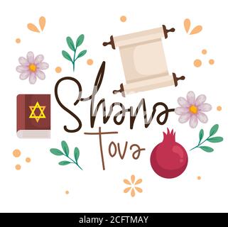 rosh hashanah Feier, jüdisches neues Jahr, mit Ikonen traditionelle Dekoration Stock Vektor