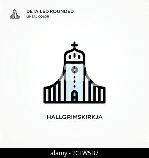 Vektorsymbol Hallgrimskirkja. Moderne Vektorgrafik Konzepte. Einfach zu bearbeiten und anzupassen. Stock Vektor