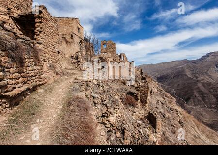 Alte verlassene Stadt Gamsutl Republik Dagestan, Russland Stockfoto