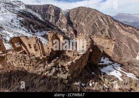 Alte verlassene Stadt Gamsutl Republik Dagestan, Russland Stockfoto