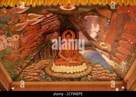 Chiang Mai Thailand - Thai Temple Painting in Wat Buppharam Stockfoto