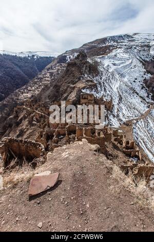 Alte verlassene Stadt Gamsutl Republik Dagestan, Russland Stockfoto