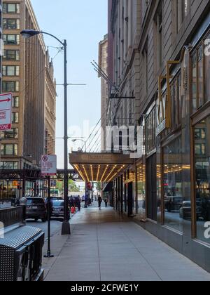 Chicago, Illinois, USA. September 2020. Das berühmte Palmer House Hotel kann dauerhaft geschlossen werden. Die Eigentümer sind 300 Millionen Dollar Schulden und eine Abschottung Klage gegen sie eingereicht wurde. Das Grundstück war aufgrund der COVID-19-Pandemie vorübergehend geschlossen worden. Stockfoto